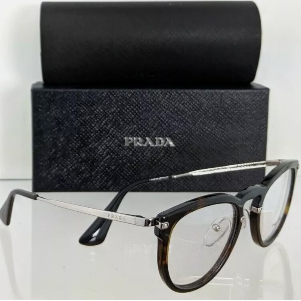 Authentic Prada Eyeglasses VPR 2AV 2AU - 1O1 Tortoise Silver Frame VPR02V